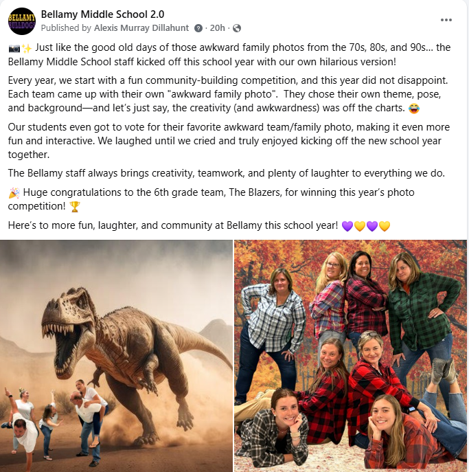 Bellamy Middle School Team Photo Contest